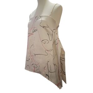 sig spaghetti strap red white black picasso faces blouse top shirt small